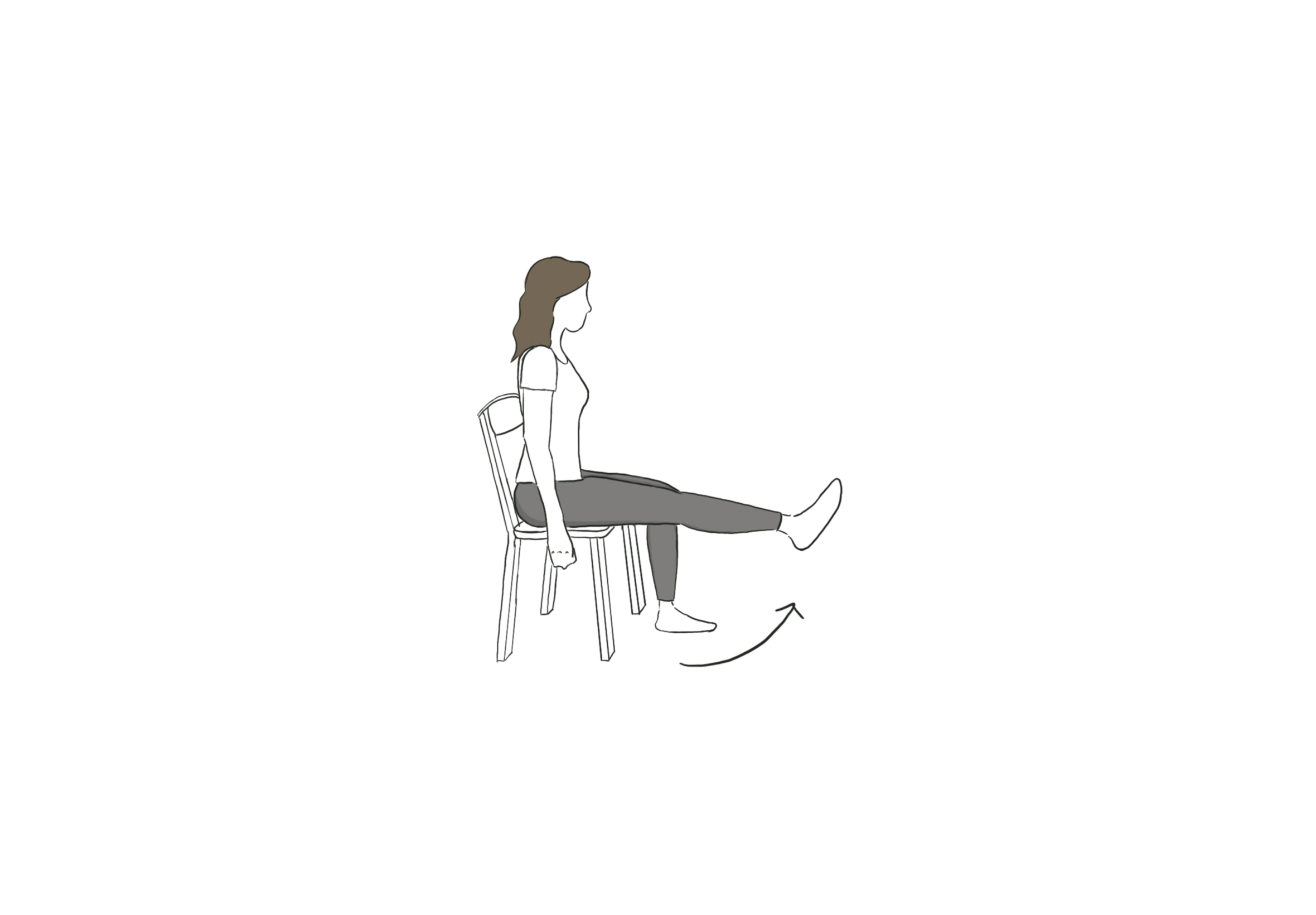 一個女子坐在椅上上，單腳抬起訓練